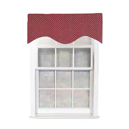 Front. RLF Home - RLF Home Passat Cornice 100% Cotton Rod Pocket Window Valance 50" x 17" Red - Red.