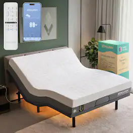 Renanim - SF King Adjustable Bed with 12" Cooling Gel Memory Foam Mattress, Massage, Zero Gravity Electric Bed - Gray