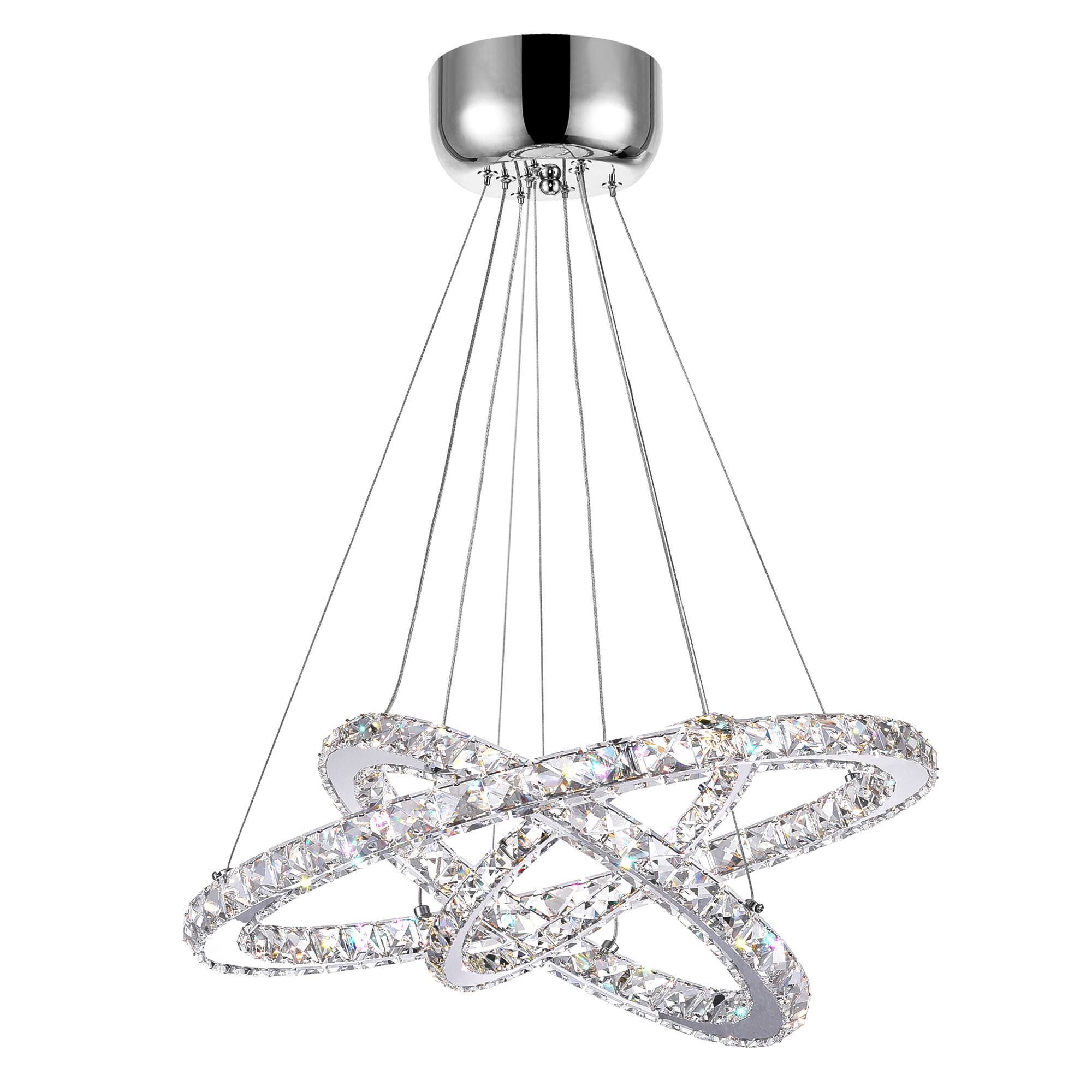 Front. CWI Lighting - Ring LED Chandelier With Chrome Finish - Stainless Steel.