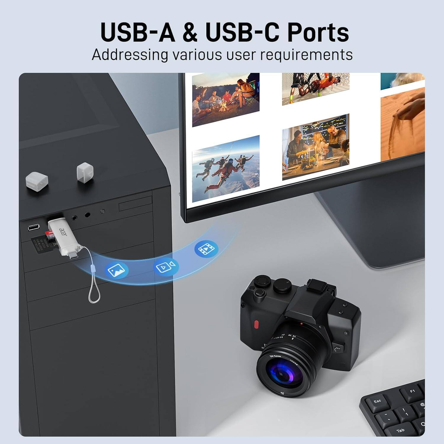 USB-A & USB-C Ports  
Addressing various user requirements
