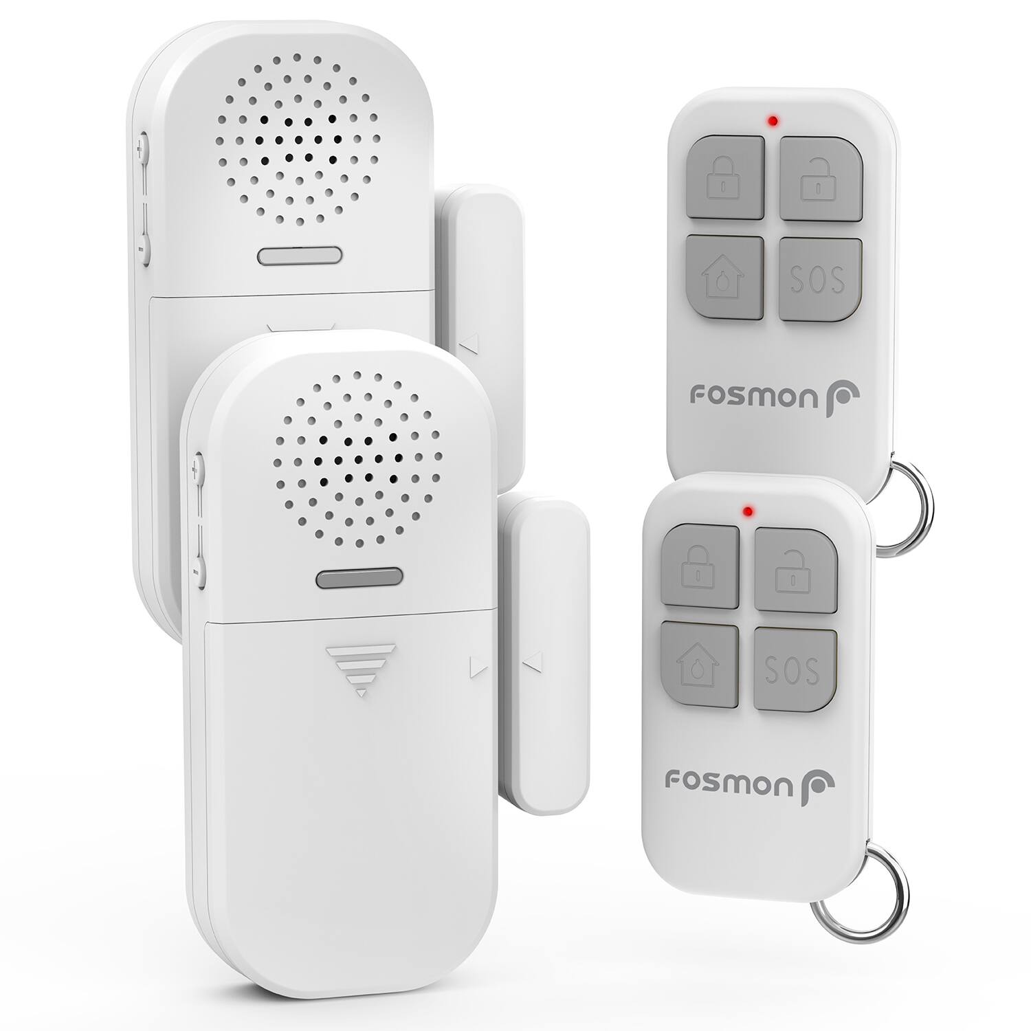 Fosmon - 2 Pack Wireless Door Alarms for Home Security with Remote, 130dB Door and Window Alarms Sensors - White