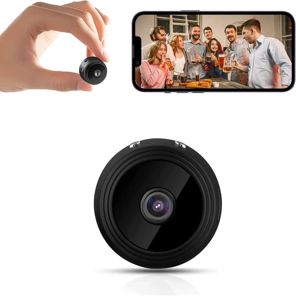 Spy Cam - WiFi 1080P HD Camera with Motion Detection and Night Vision, Phone App Alerts for Indoor/Outdoor Wireless - Black