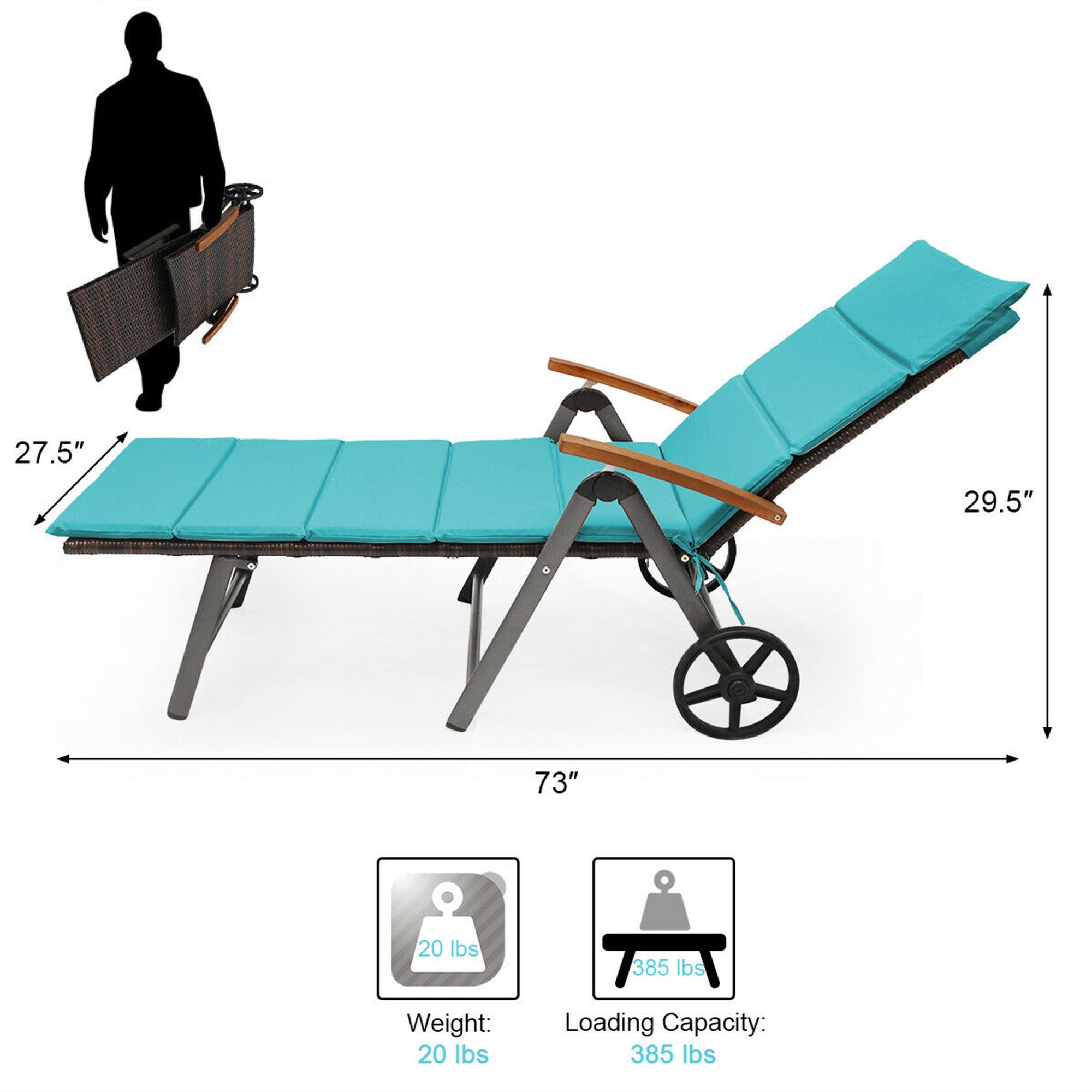 - Width: 27.5"
- Length: 73"
- Height: 29.5"
- Weight: 20 lbs
- Loading Capacity: 385 lbs