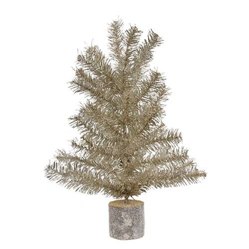 Front. BreeBe - Glistening Platinum Pine Tree - 19" - Silver.