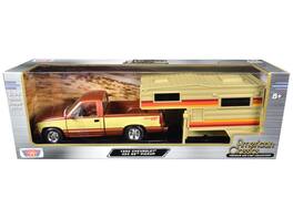 Motormax - 1992 Chevrolet 454 SS Pickup Truck Copper Metallic with Beige Sides with Camper Shell "American Classics" Series 1/24 - Copper Metallic And Beige