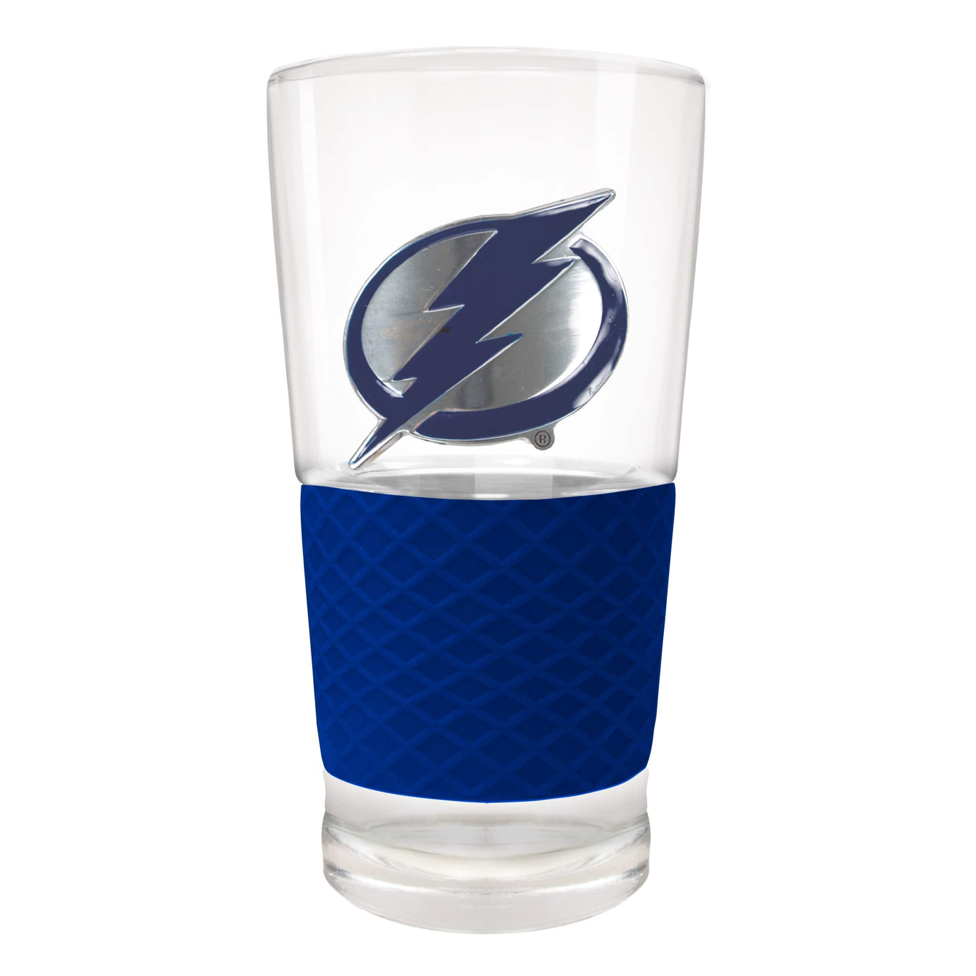 Front. Great American Products - Tampa Bay Lightning 22oz. Pilsner Glass with Silicone Grip - Blue.