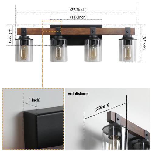 (27.2 inch) (11.8 inch) (4.7 inch) (8.3 inch) (1 inch) wall distance (5.9 inch)