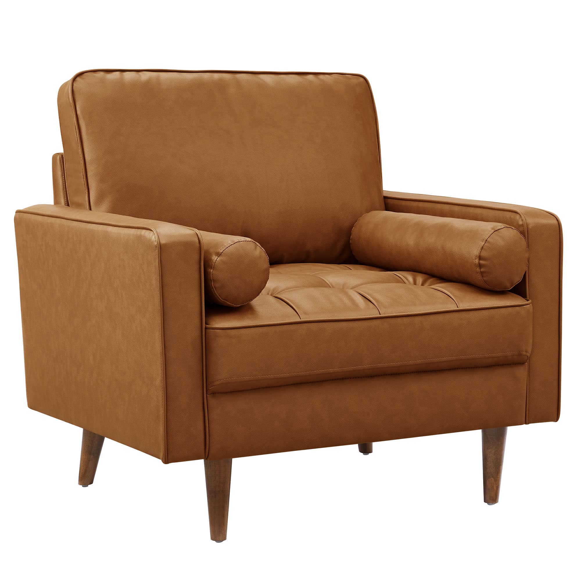 Valour Tufted Vegan Leather Accent Armchair by Modway - Brown