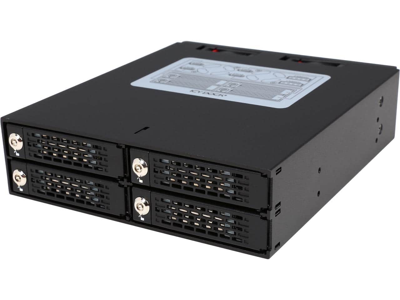 Icy Dock - Full Metal 4 x 2.5 SATA/SAS HDD & SDD Hot Swap Backplane Cage for 5.25 Drive Bay - ToughArmor MB994SK-1B