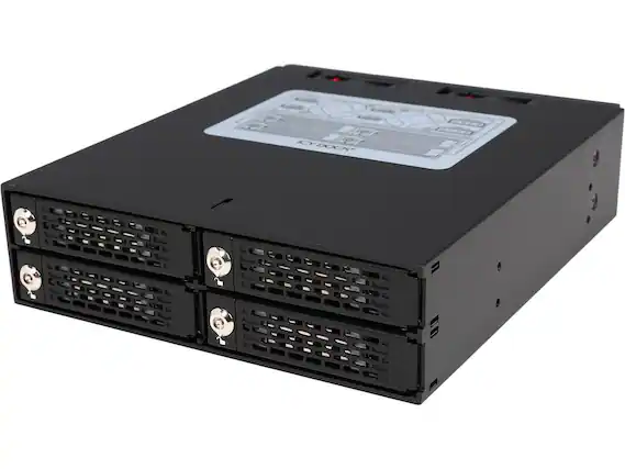 Front. Icy Dock - ICY DOCK Full Metal 4 x 2.5 SATA/SAS HDD & SDD Hot Swap Backplane Cage for 5.25 Drive Bay - ToughArmor MB994SK-1B.