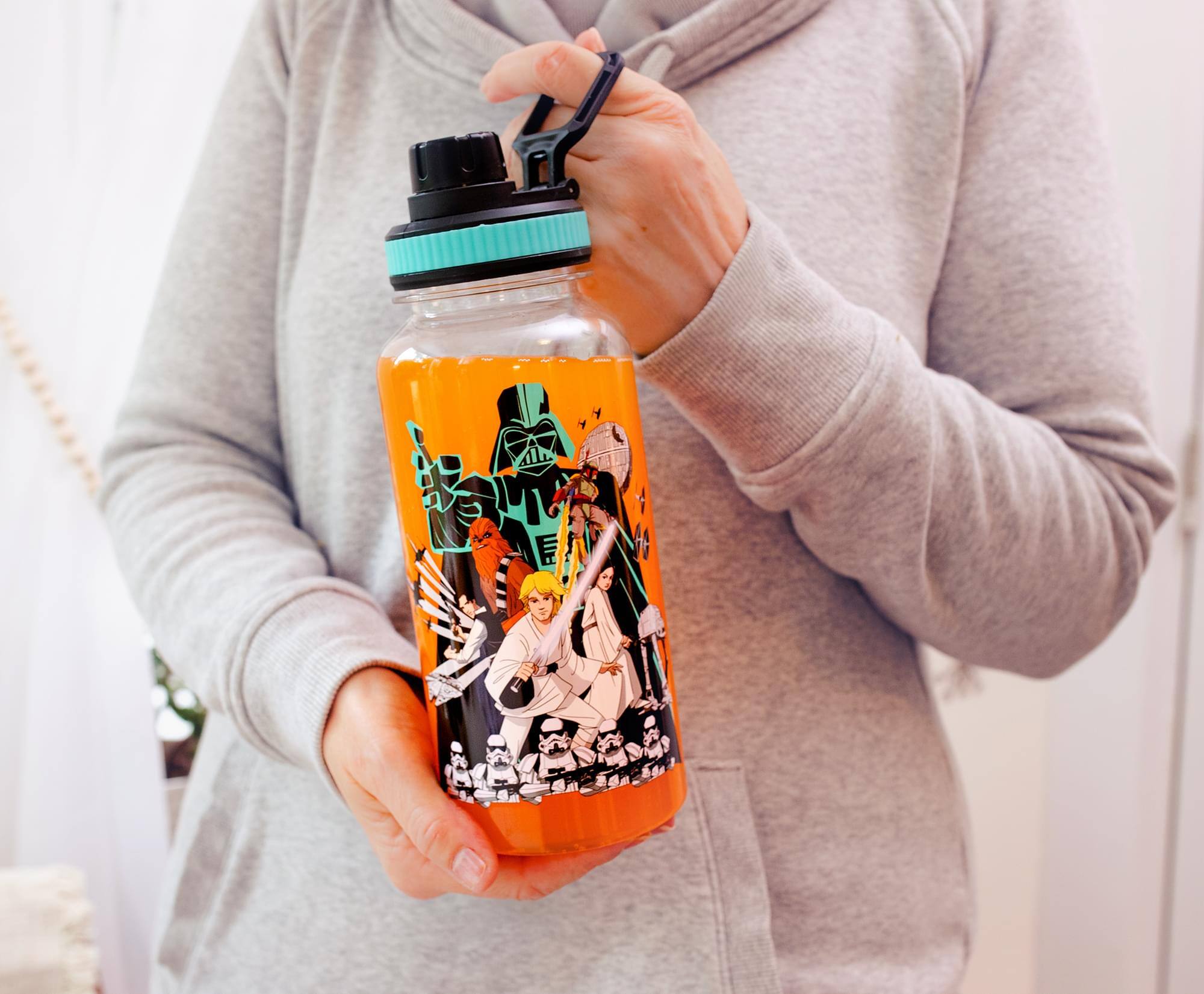 Alt View 5. Silver Buffalo - Star Wars Legacy Group Twist Spout Water Bottle and Sticker Set | Hold 32 Ounces - Black.