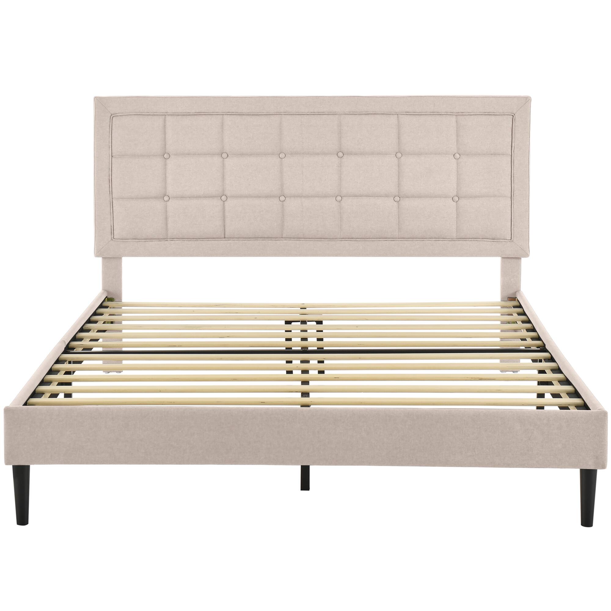 Alt View 8. Decoro - DeCoro Mornington Upholstered 2.0 Platform Bed w/ Metal Frame, Linen, King - Linen.