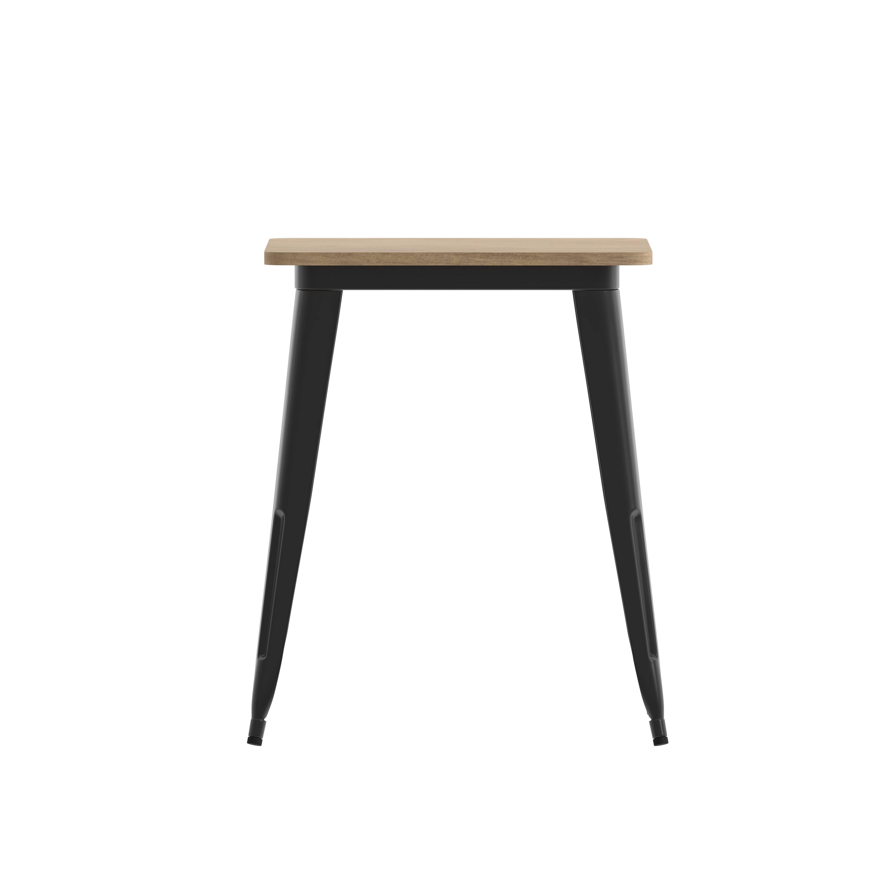Alt View 8. Emma + Oliver - Drew Indoor/Outdoor Dining Table, 23.75" Square All Weather Poly Resin Top with Steel Base - Brown Top/Black Frame.