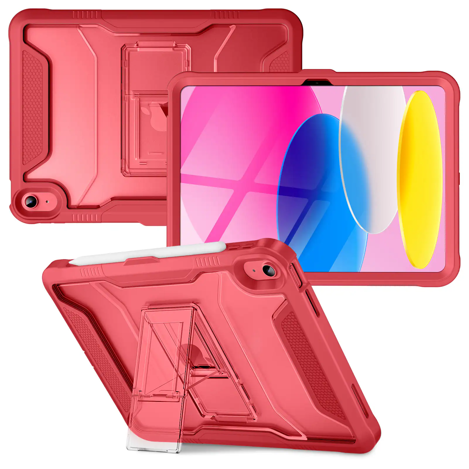 Front. VIKESI - for iPad 10th Generation Kickstand Protective Case 2022,iPad 10.9 Inch Shockproof Cover with Matte Frosted Back - Watermelon.