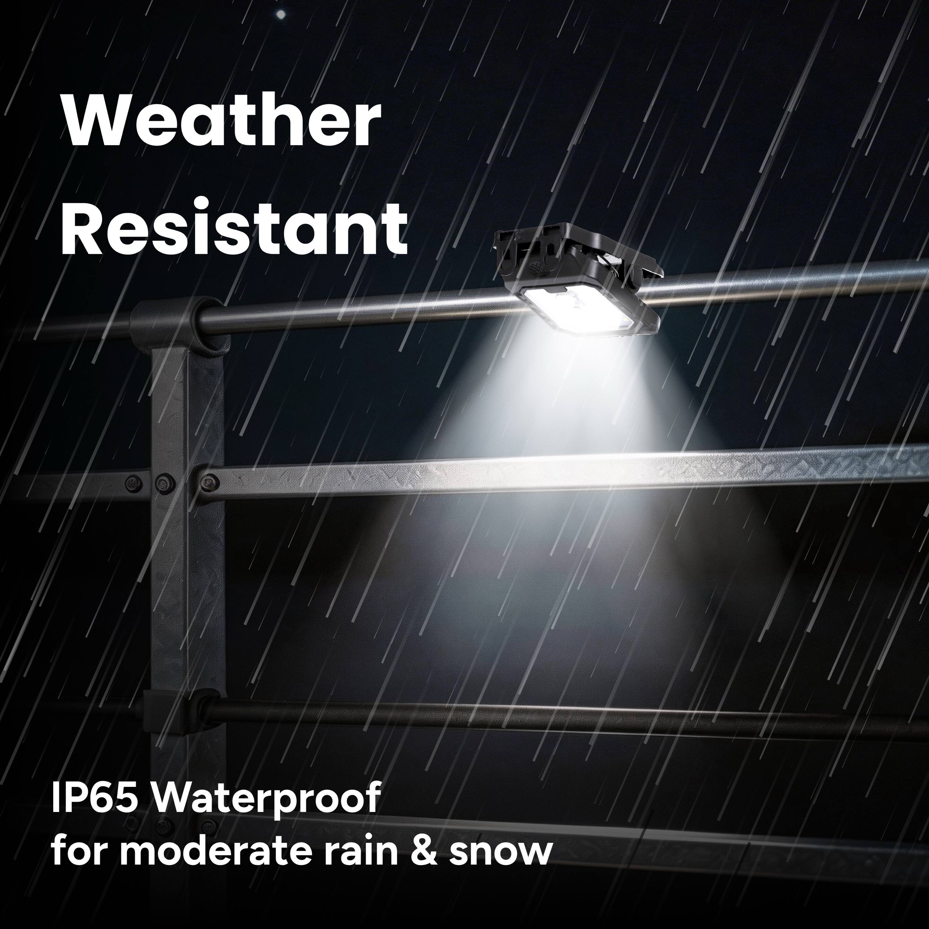 Weather Resistant  
IP65 Waterproof for moderate rain & snow