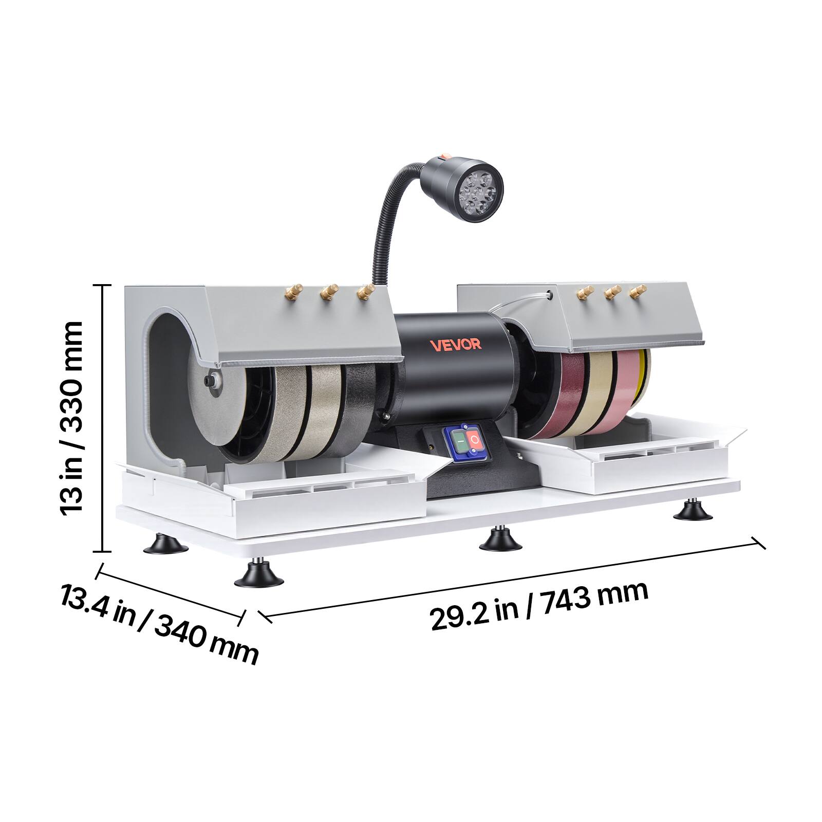 13 in / 330 mm  
13.4 in / 340 mm  
29.2 in / 743 mm