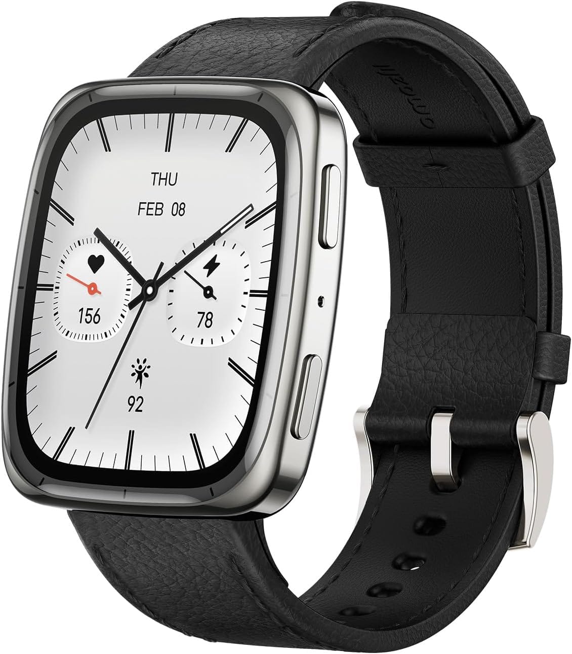 Amazfit - Active 2 Sqaure Smartwatch 44mm Premium - Black Leather (2025) - Black - (2025)
