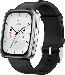 Amazfit - Active 2 Sqaure Smartwatch 44mm Premium - Black Leather (2025) - Black - (2025)