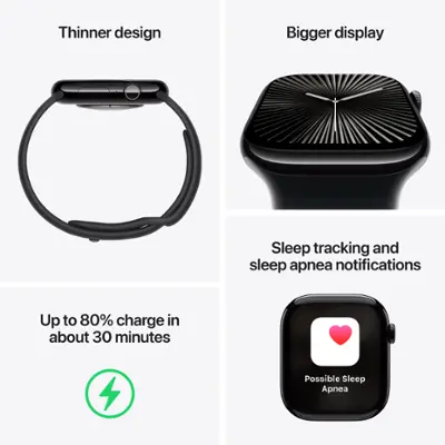 Apple Watch Series 10 (GPS) 42mm Aluminum Case with Denim Sport Band - M/L - Silver