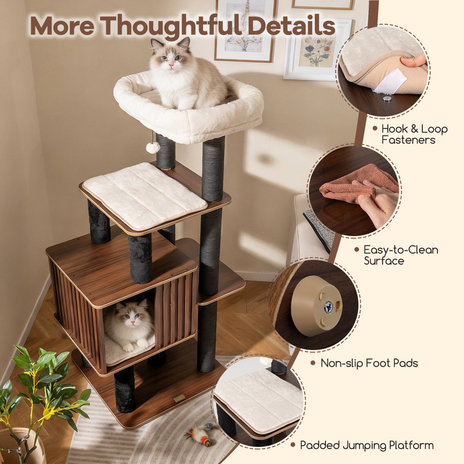 More Thoughtful Details

- Hook & Loop Fasteners
- Easy-to-Clean Surface
- Non-slip Foot Pads
- Padded Jumping Platform