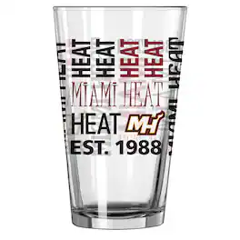 Logo Brands - Miami Heat 16oz. Pint Glass - Multicolor