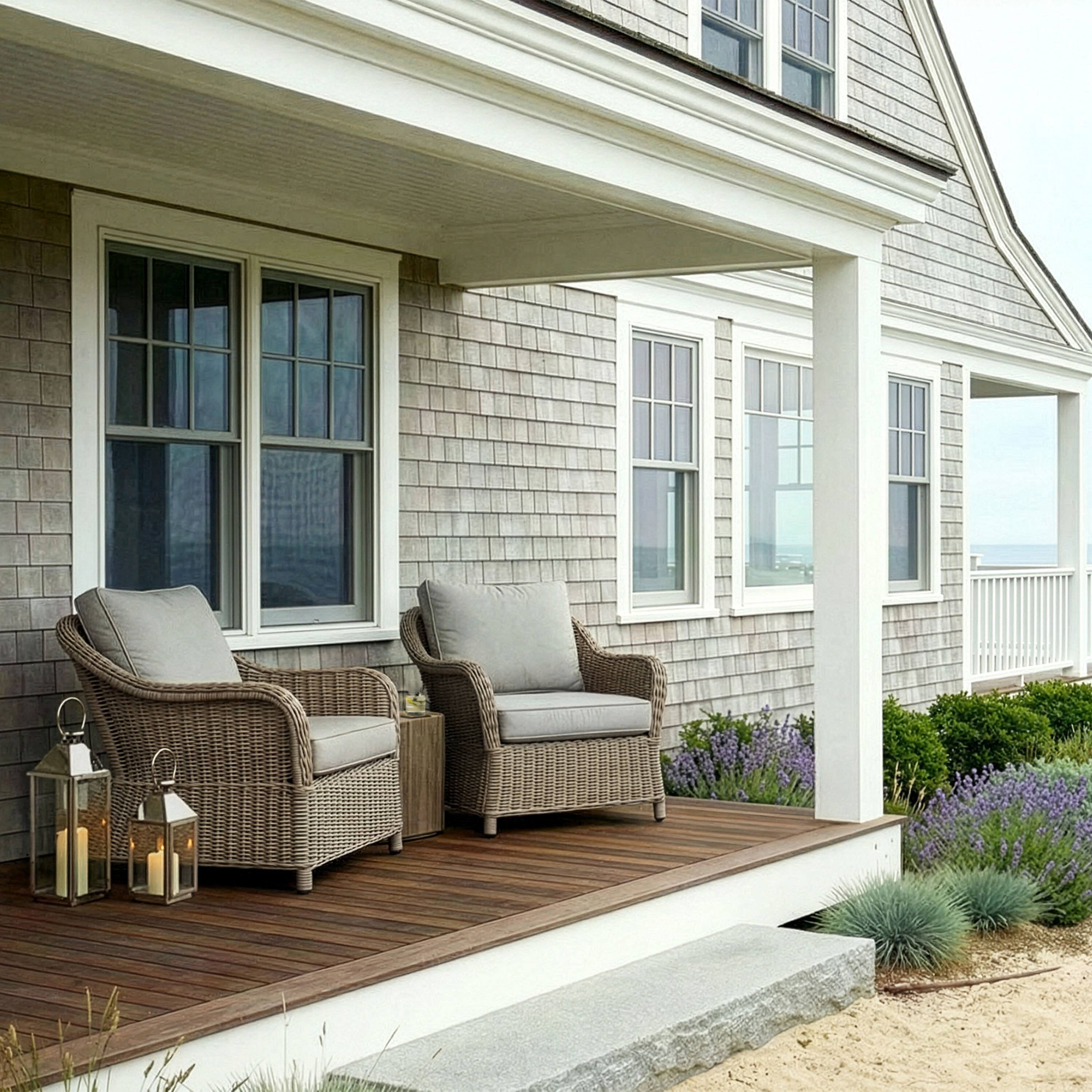 Alt View 1. Martha Stewart - Lily Pond Set of 2 Indoor-Outdoor Patio Club Chairs with All-Weather Cushions - Gray Cushions/Weathered Gray Frame.