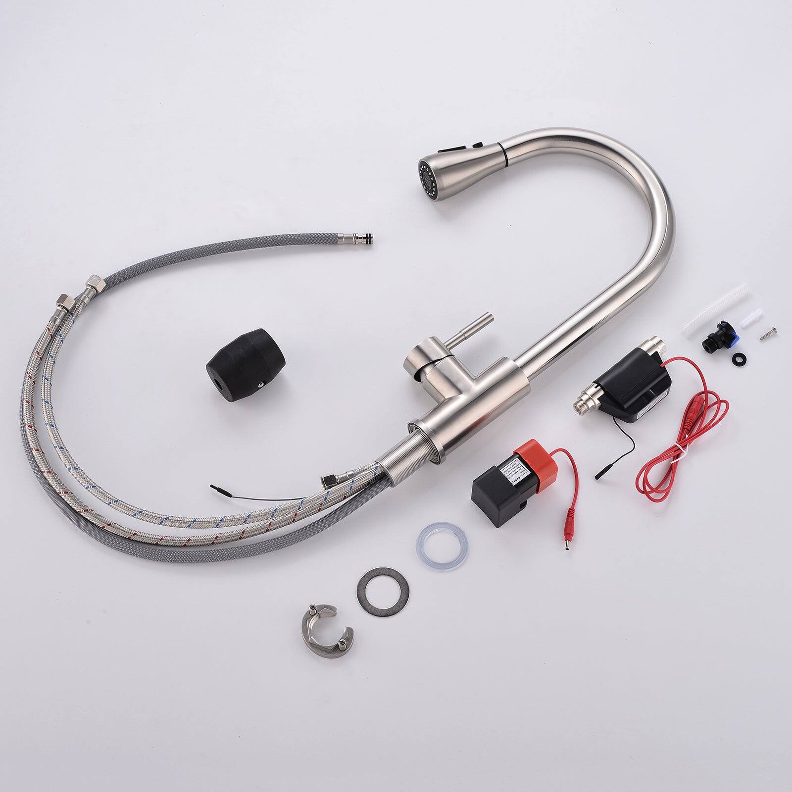 Alt View 3. Boyel Living - Contemporary Single Handle Gooseneck Pull Down Sprayer Kitchen Faucet Brushed Nickel - Brushed Nickel.