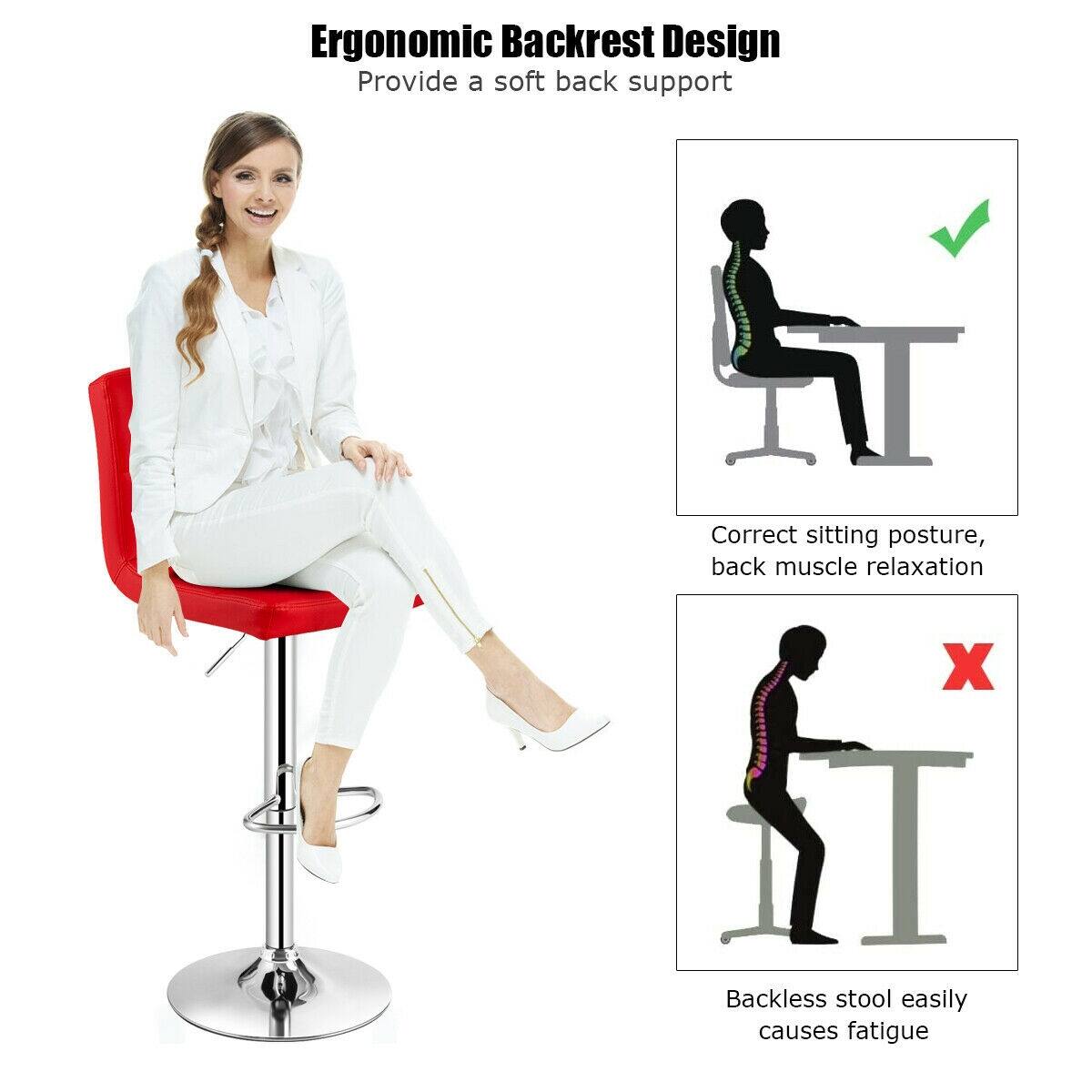 Ergonomic Backrest Design
Provide a soft back support
Correct sitting posture, back muscle relaxation
Backless stool easily causes fatigue