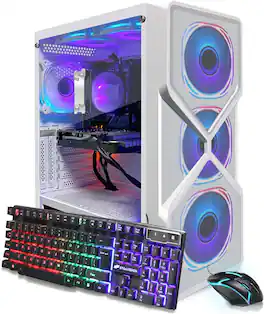 STGAubron - Gaming Desktop PC, AMD Ryzen 5 5500 up to 4.2GHz, GeForce RTX 3050 6G Graphics,16G DDR4 RAM, 1T SSD, Win11H - White