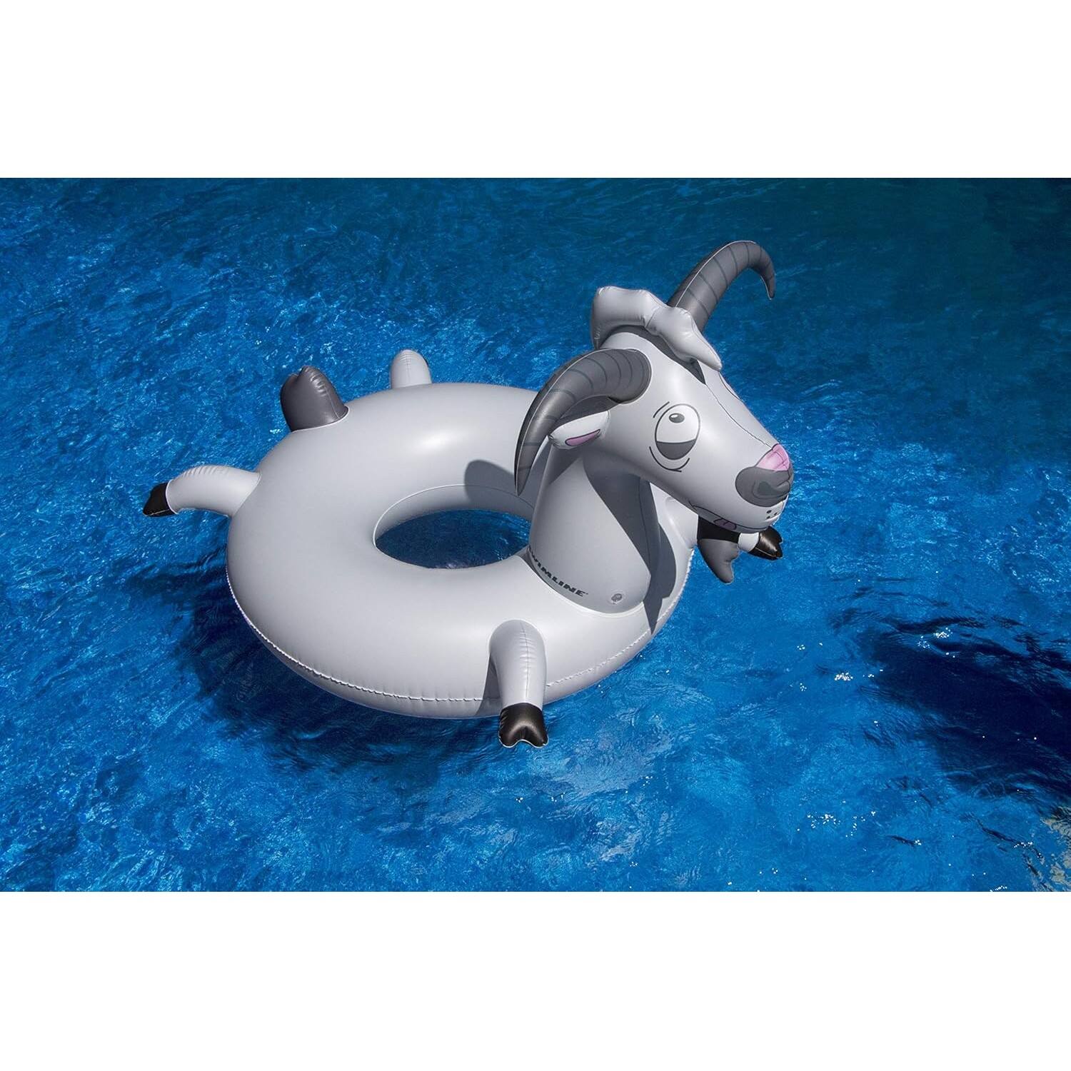 Front. Swimline - Inflatable LOL Goat Swimming Pool Ring - 56" - Gray - Gray.