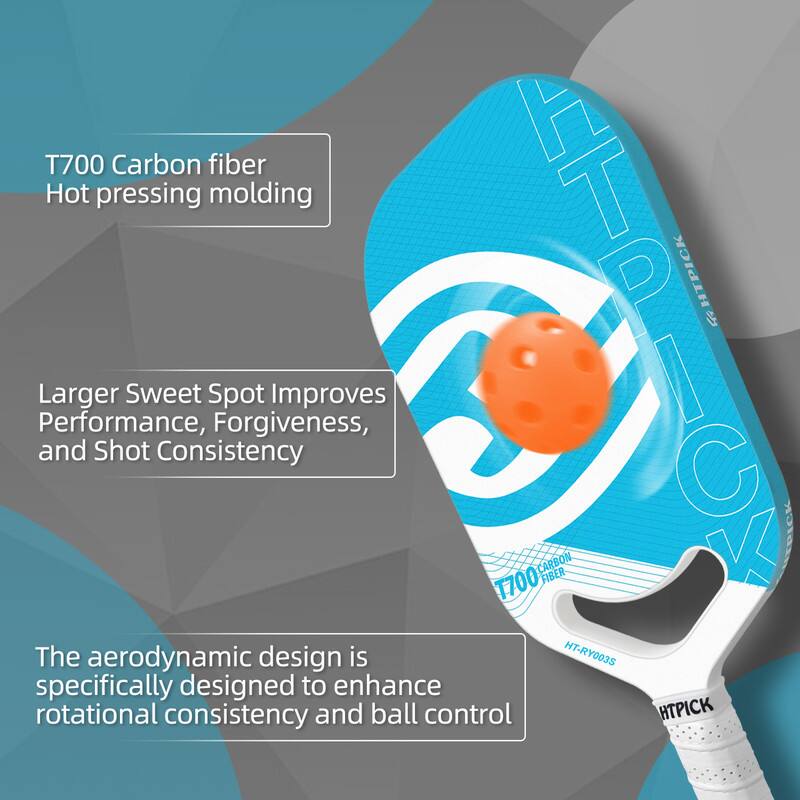 T700 Carbon fiber  
Hot pressing molding  

Larger Sweet Spot Improves Performance, Forgiveness, and Shot Consistency  

The aerodynamic design is specifically designed to enhance rotational consistency and ball control  

HTPICK  
HT-RY003S