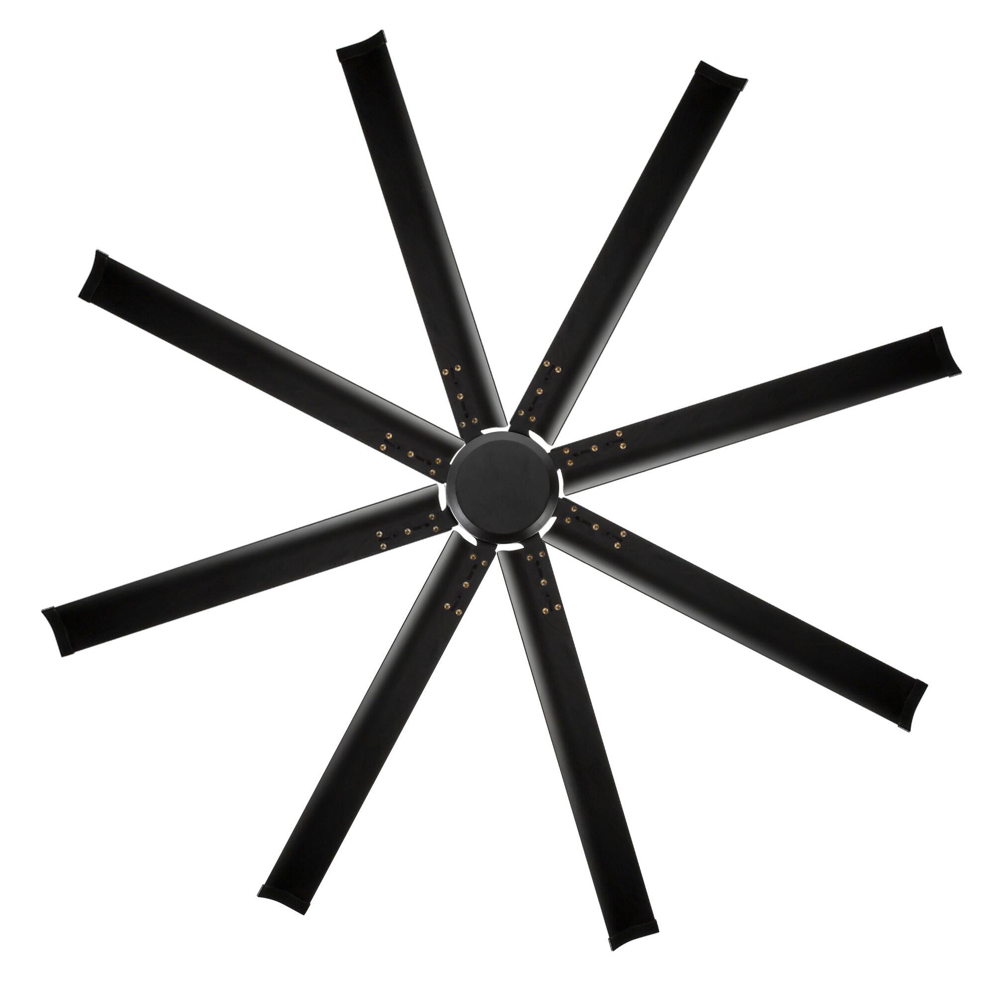 Alt View 9. Breezary - 72-In Large Ceiling Fan with 8 Aluminum Blades, DC Motor, 6-Speed Remote with Timer, 2 Downrods, Light/No Light Option - Black (Without Light).