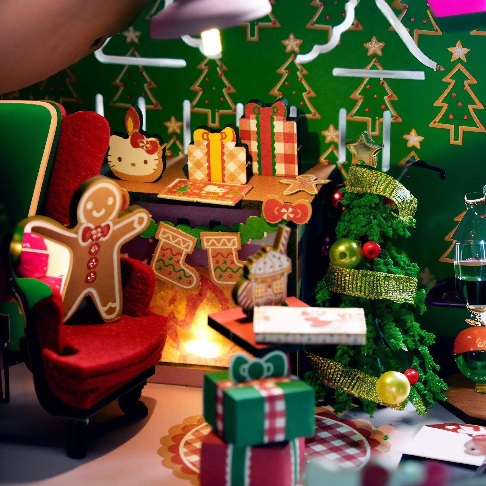 Left. 3D Puzzle - DIY 3D Puzzle - Hello Kitty Gingerbread House 266pcs.