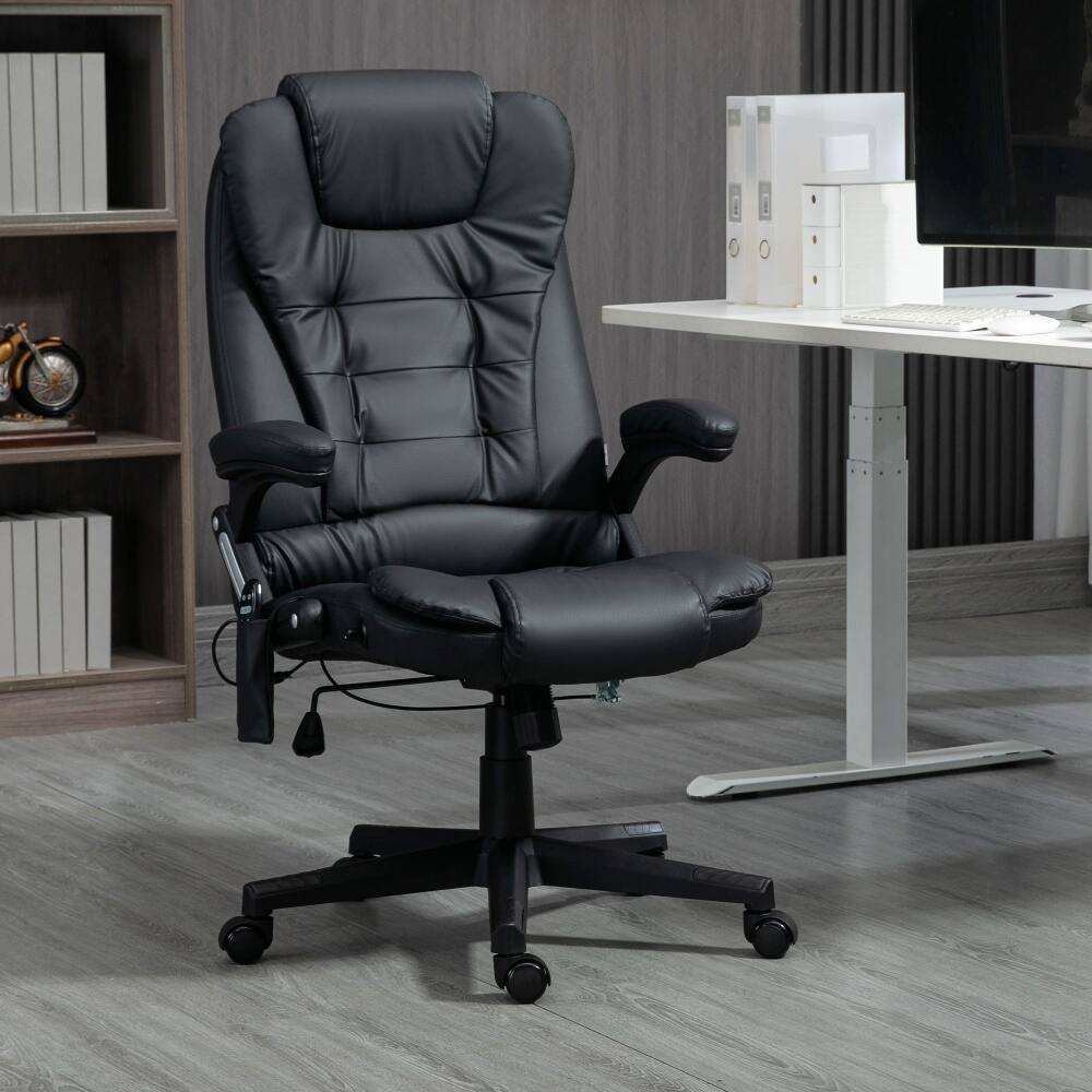 Angle. Loheer - Loheer Heated Massage Office Chair Reclining Desk Chair Black - Black.