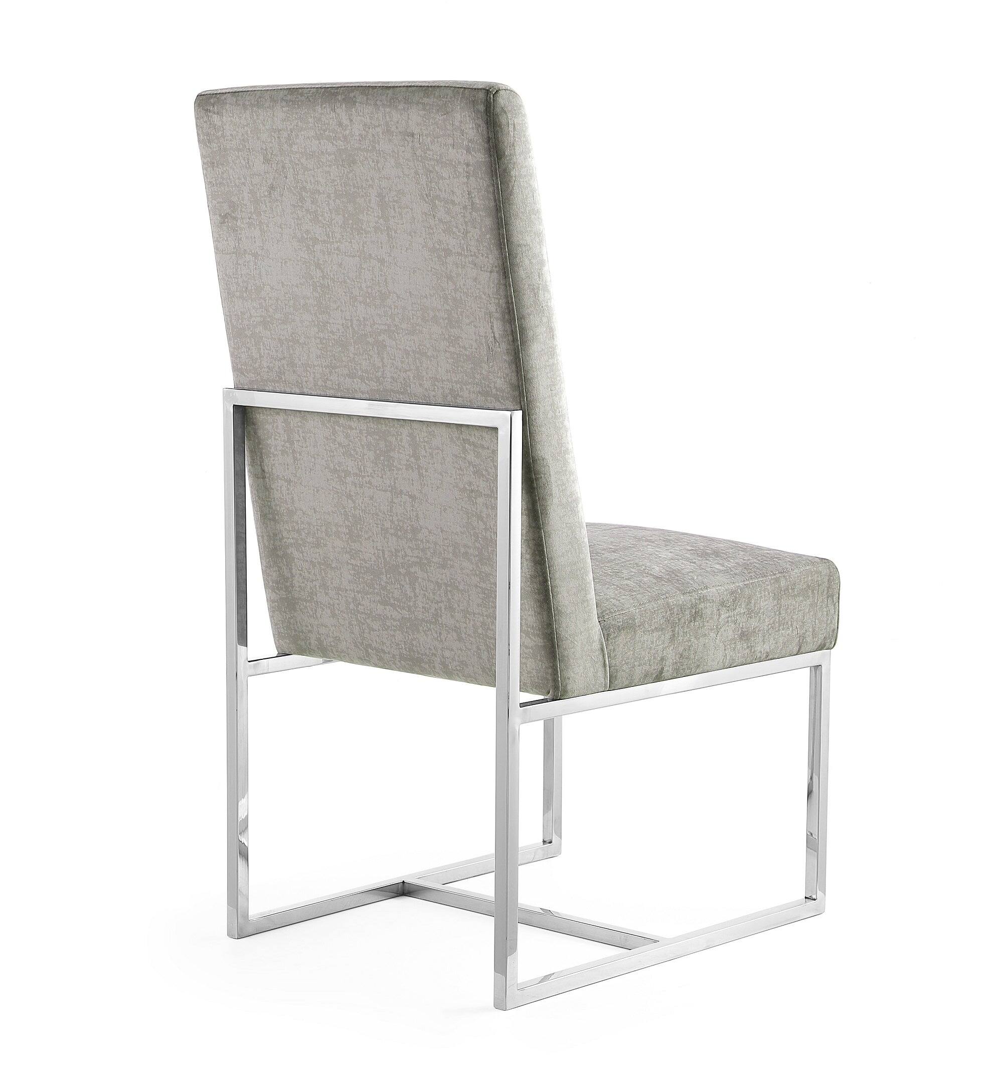 Alt View 2. Manhattan Comfort - Element Modern Metal Velvet Dining Chair - Steel.