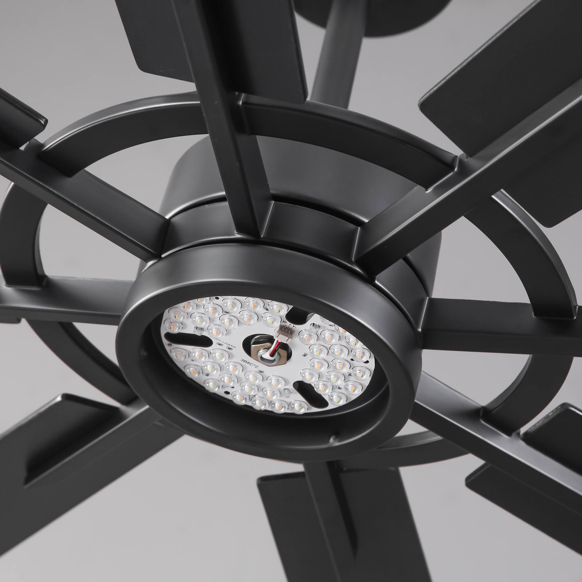 Alt View 5. Vaczon - 72" Matte Black Large Ceiling Fan with LED Light & Reversible Blades - Black.