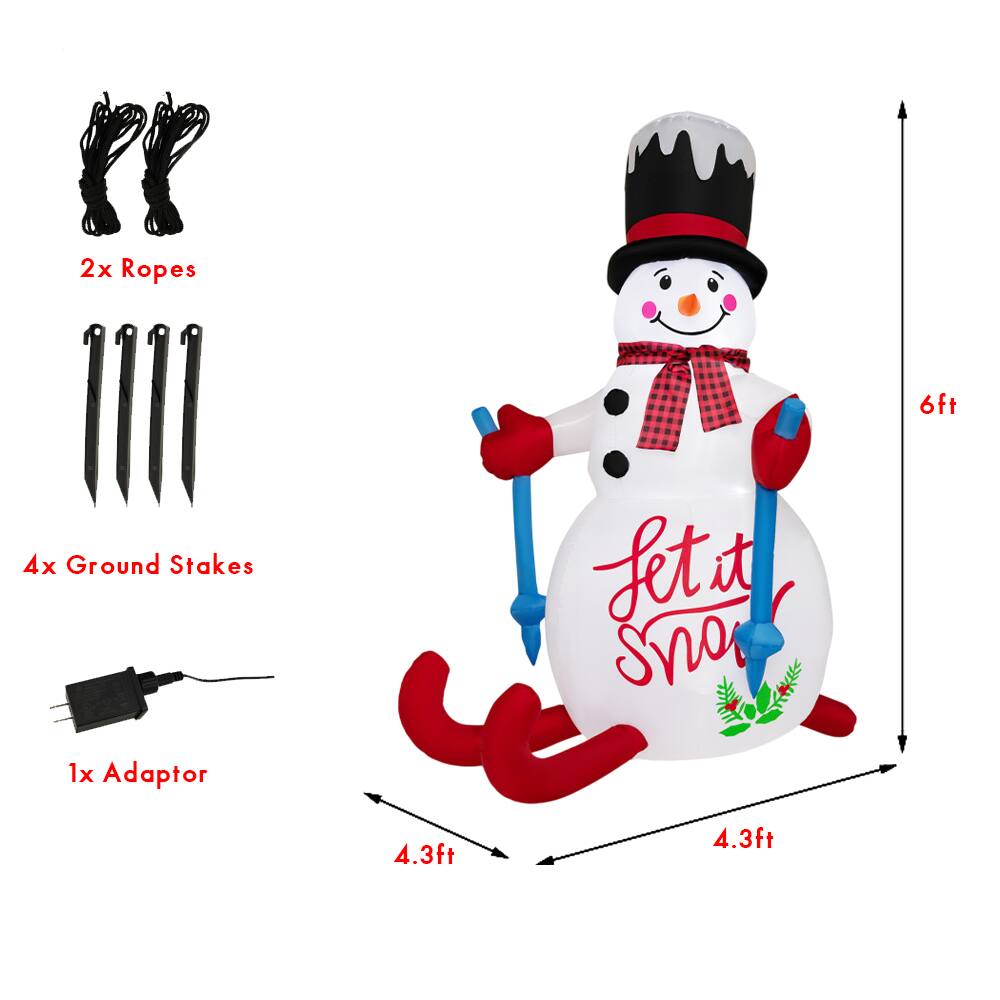 2x Ropes  
4x Ground Stakes  
1x Adaptor  

Let it Snow!  
6ft  
4.3ft  
4.3ft