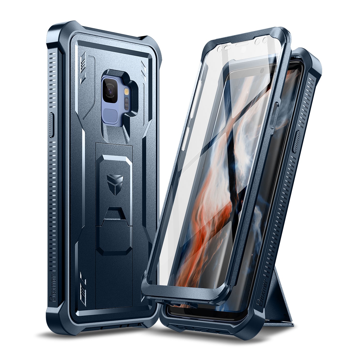 dexnor - Case for Samsung Galaxy S9 Heavy Duty Military Grade Protection Shockproof Protective Cover - Navy Blue