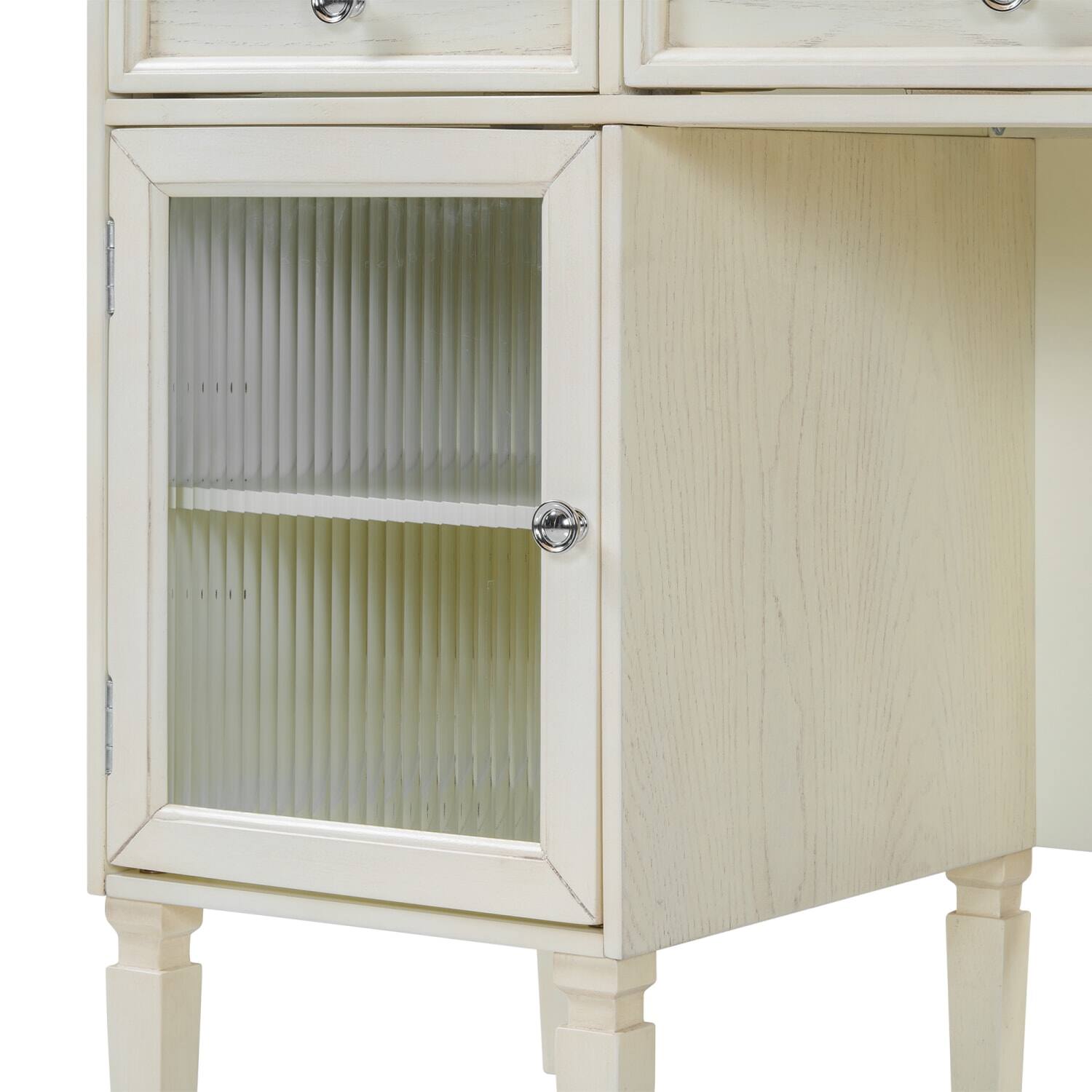 Alt View 1. Lirago - White Oak 2-in-1 Vanity Desk with Flip-Top Mirror Dressing Table with Drawer Cabinet 20.2”D x 46.5“ W x 29.7“ H - White.