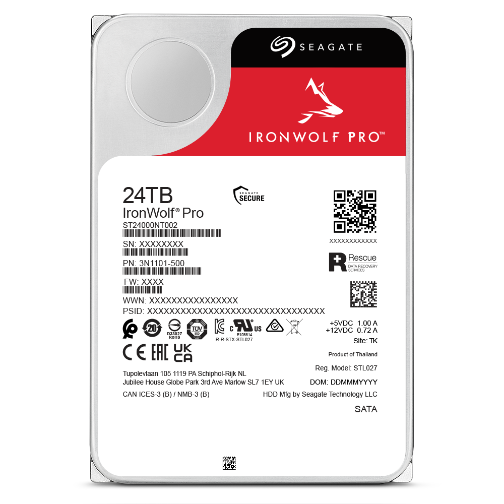 Seagate IronWolf Pro ST24000NT002 24TB 7200 RPM 512MB Cache SATA