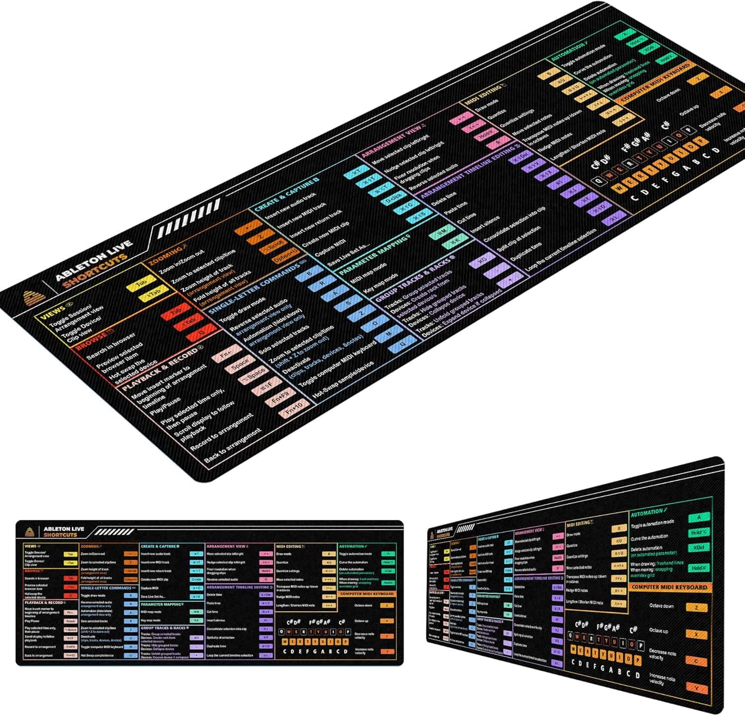 Designfullprint - Ableton Shortcuts Mouse Pad – Producer Cheat Sheet Desk Mat for Music Creators NVA - Multicolor