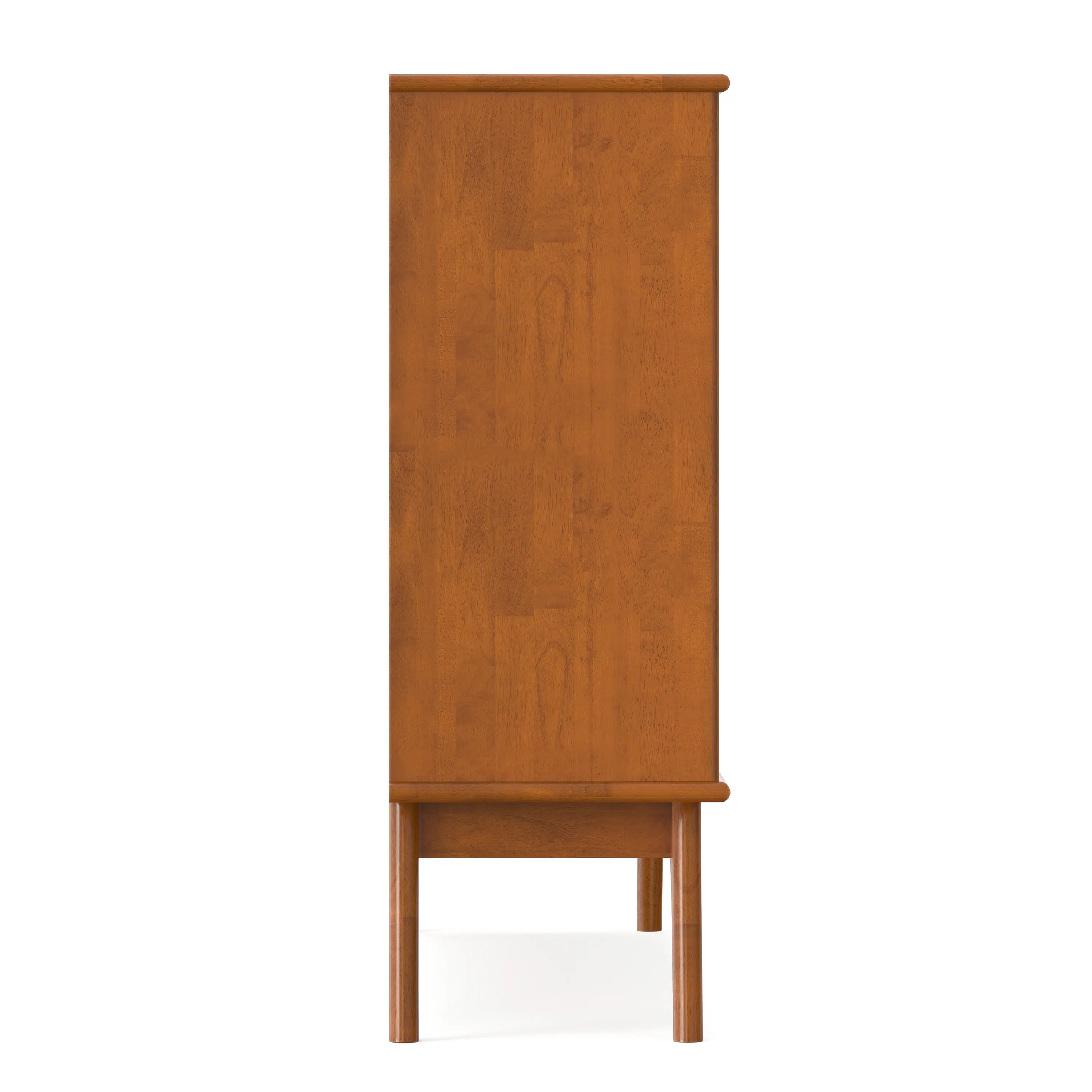 Alt View 1. Simpli Home - Simpli Home Draper 64 inch Wide Solid Wood Mid Century 6 Shelf Bookcase in Teak Brown - Teak Brown.