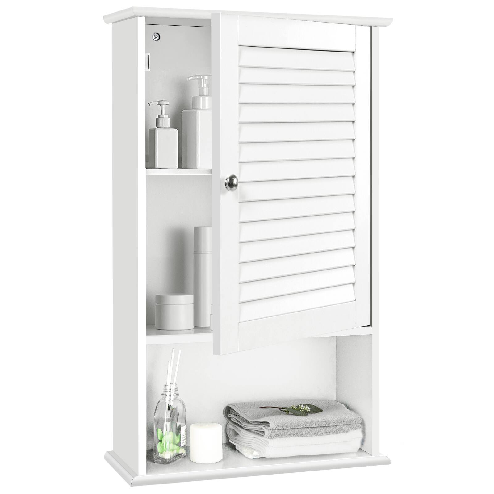 Front. Costway - Costway Wall Cabinet Hanging Bathroom Storage Cabinet 27.5" Height Adjustable - White.