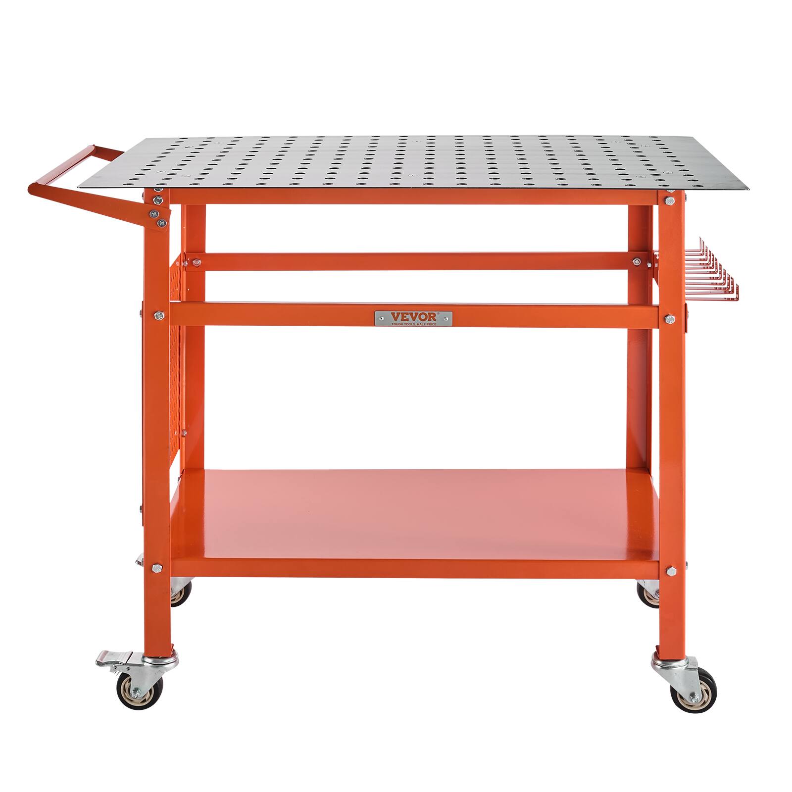 Alt View 5. VEVOR - Welding Table, 40" x 24" Welding Workbench Table with 800LBS Static Weight Capacity, Movable Steel Work Bench - Orange.