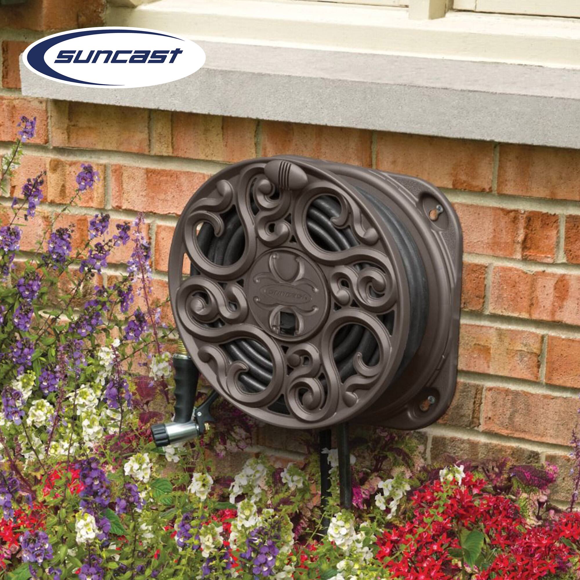 Alt View 3. Suncast - Suncast Sidewinder 60 Foot Side Scroll Decorative Wall Mount Hose Reel (2 Pack).