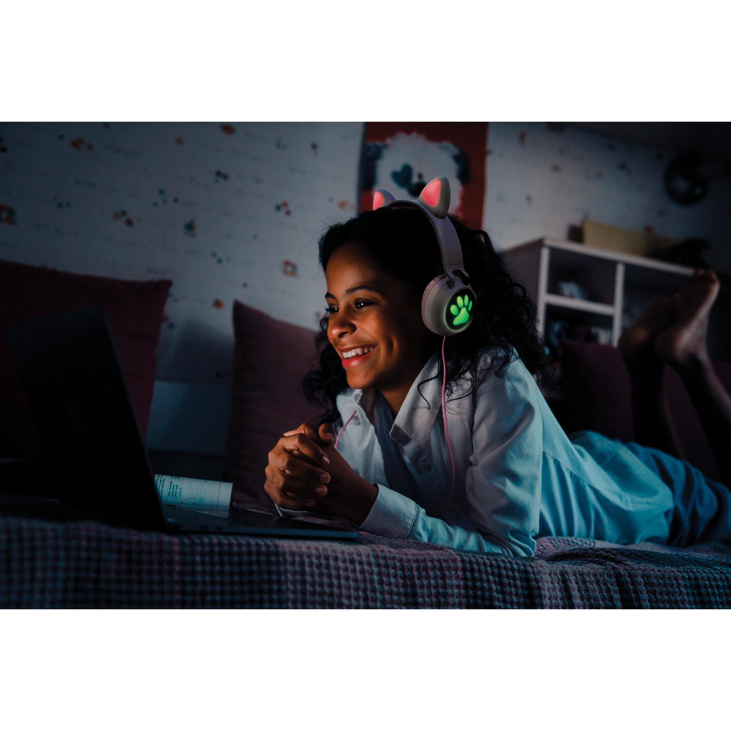 Alt View 4. Lexibook - Cat’s Ears Shape Wireless Rechargeable Headphones with Lights.