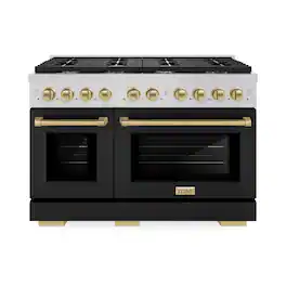 ZLINE - Autograph 48" Paramount Double Oven Dual Fuel Range with Black and Bronze Accents (SDRZ-BLM-48-CB) - Black