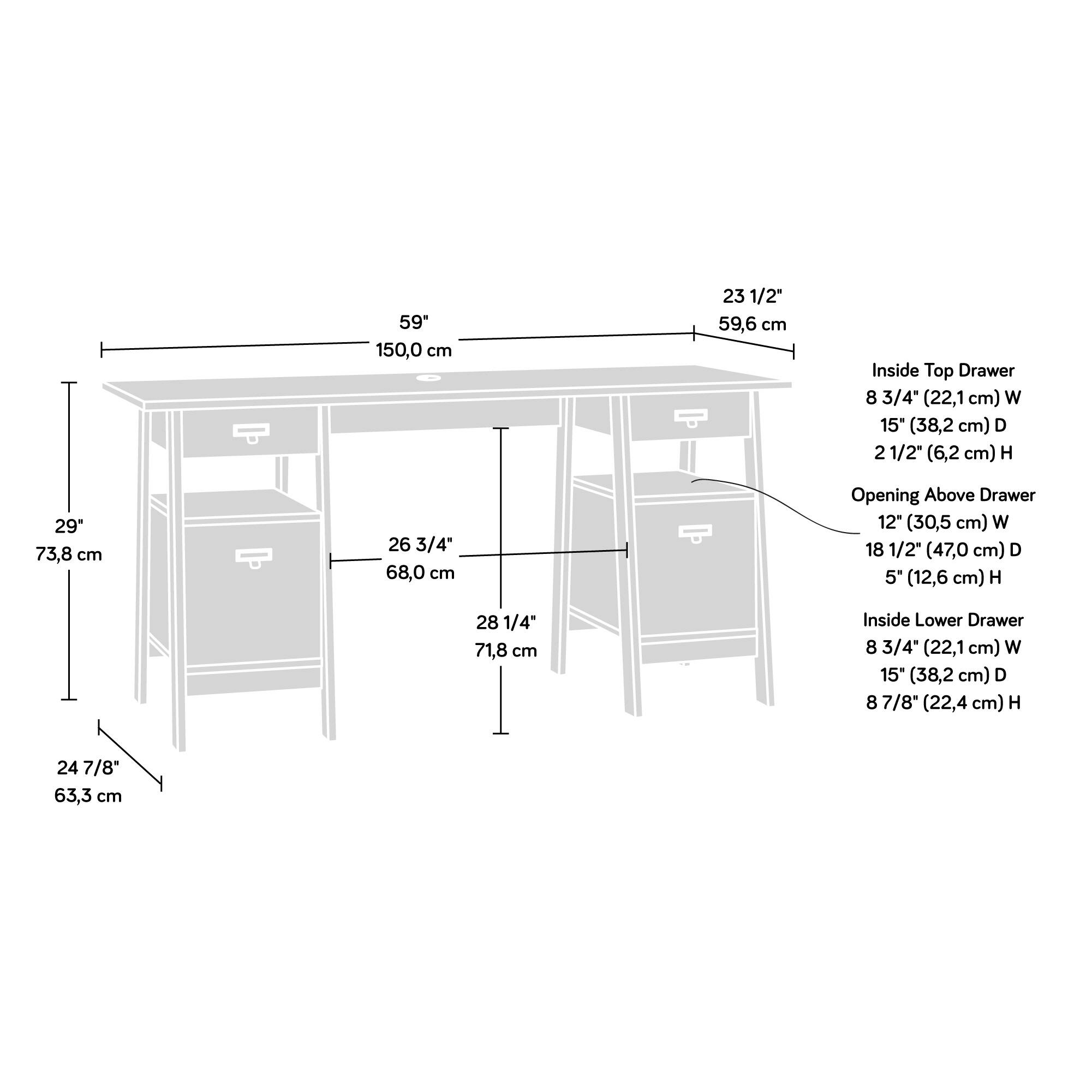 Alt View 14. Sauder - Trestle Collection Rectangular 4-Drawer Table - Vintage Oak.