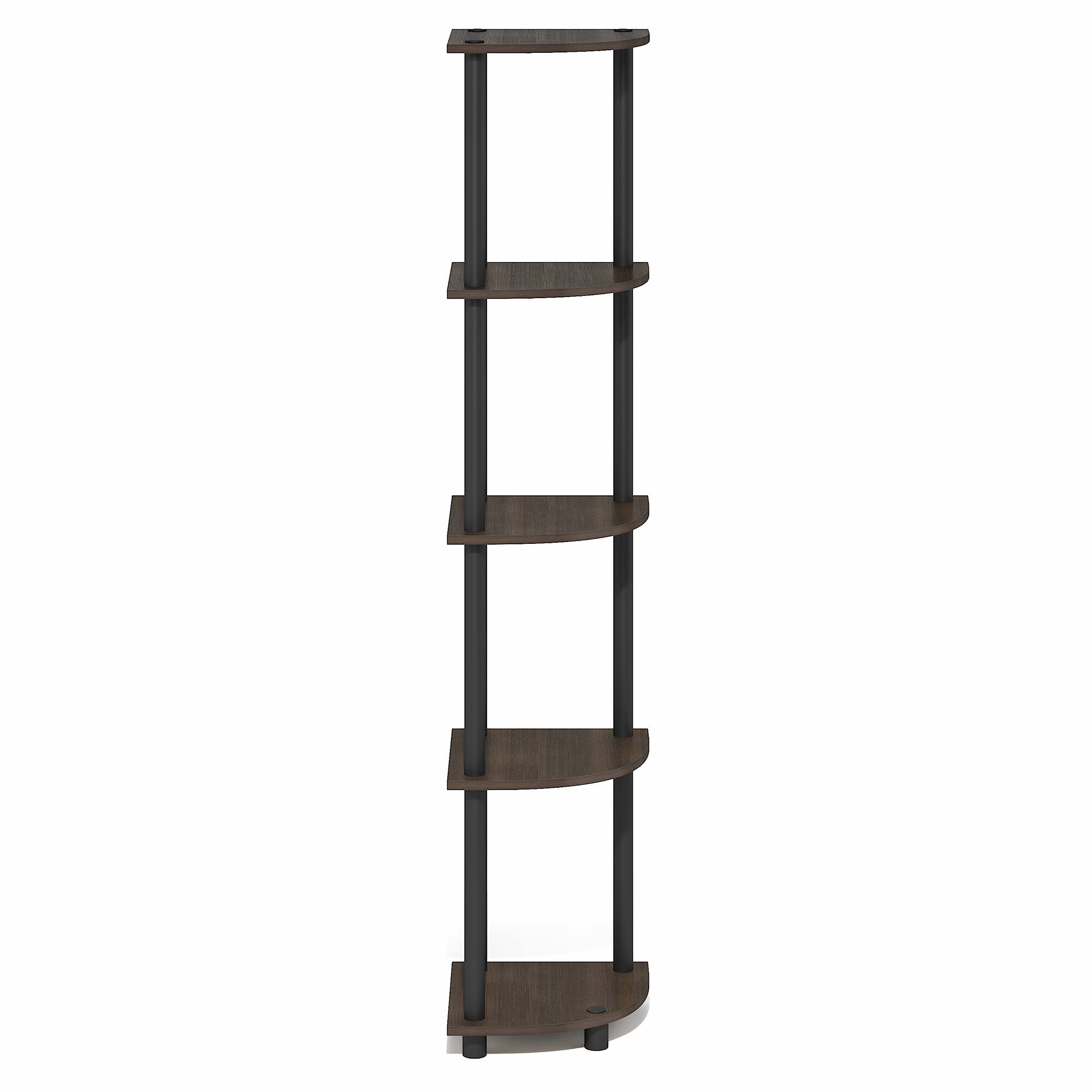 Alt View 7. Furinno - TURN-N-TUBE 5 Tier Corner Shelf, Corner Bookshelf, Display Shelf for Living Room, Bedroom - Brown Grain/Black.
