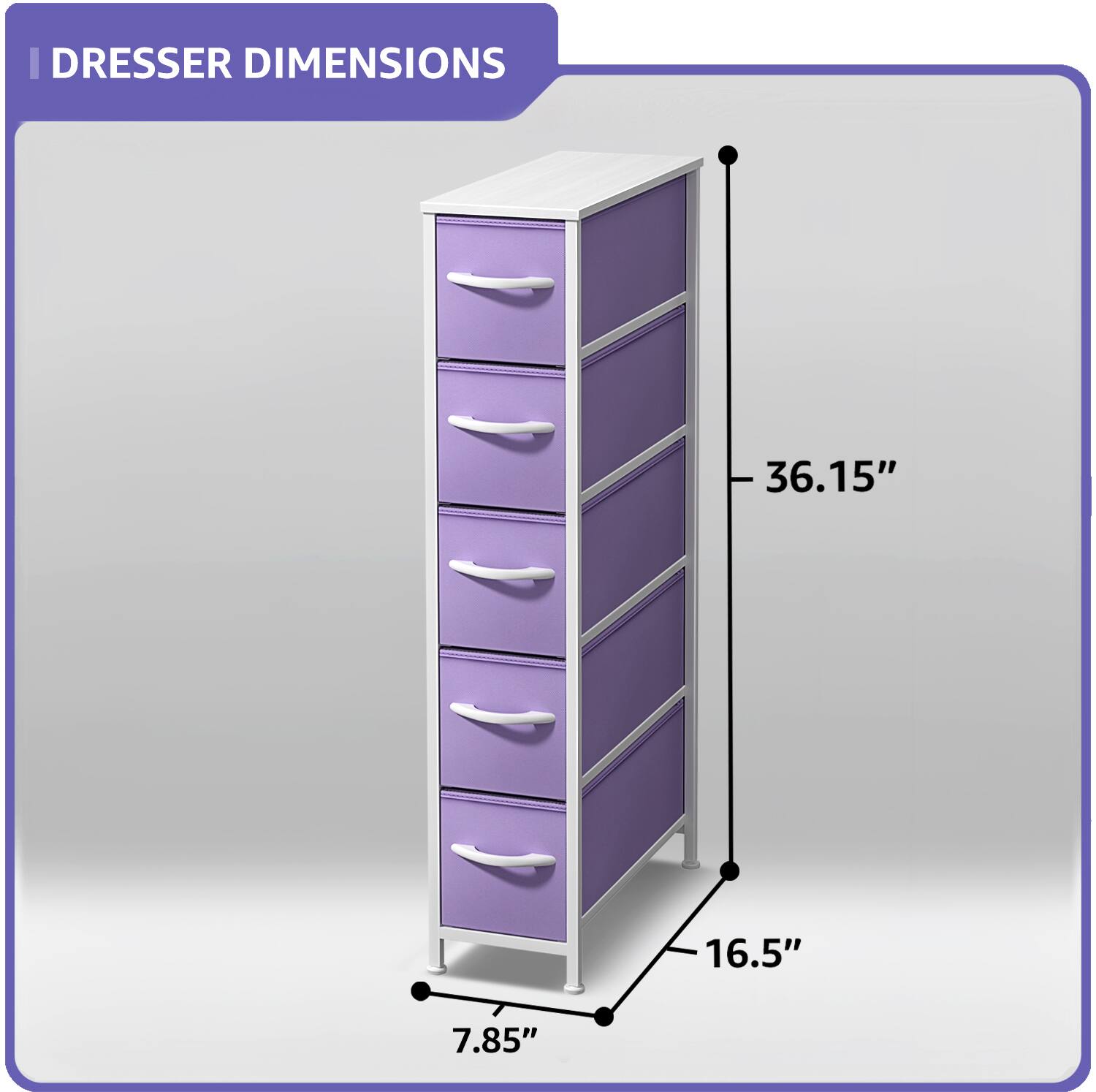 DRESSER DIMENSIONS  
36.15" x 16.5" x 7.85"